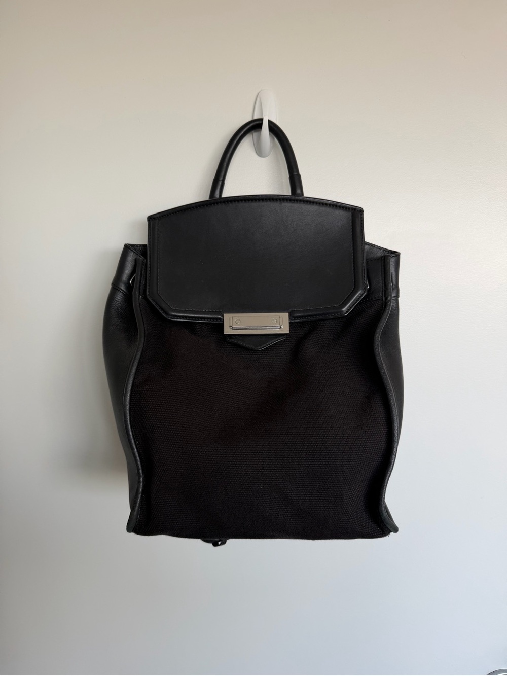 Alexander Wang Black Leather & Canvas Backpack